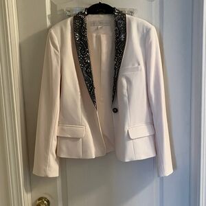 Boston Proper Cream Blazer with Embellished Collar